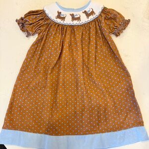 Smocked Puppy Polka Dot 4T Toddler Girl Dress